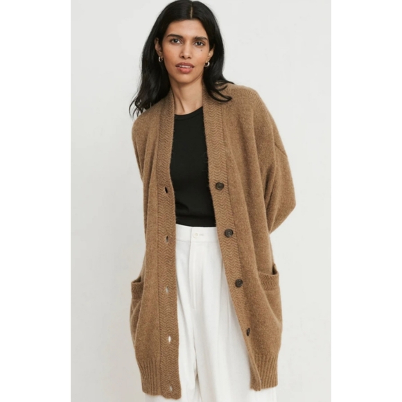 Jenni Kayne Sweaters - Jenni Kayne Alpaca Wool Blend Long Cardigan Sweater Camel Button Quiet Luxury Sm